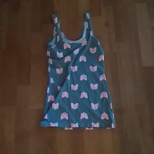Gray and pink fox tank top